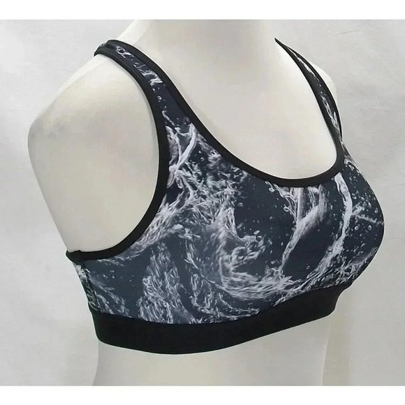 Champion B0971 Wire Free Sports Bra LARGE Black & White Abstract Print Excellent - Picture 2 of 3